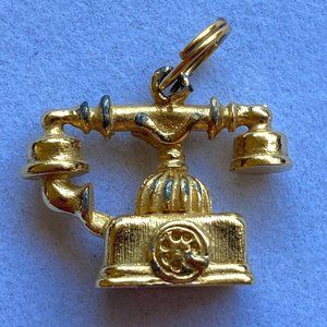 Vintage Avon Charm for Bracelet Old Fashioned TELEPHONE Women's Jewelry Gold